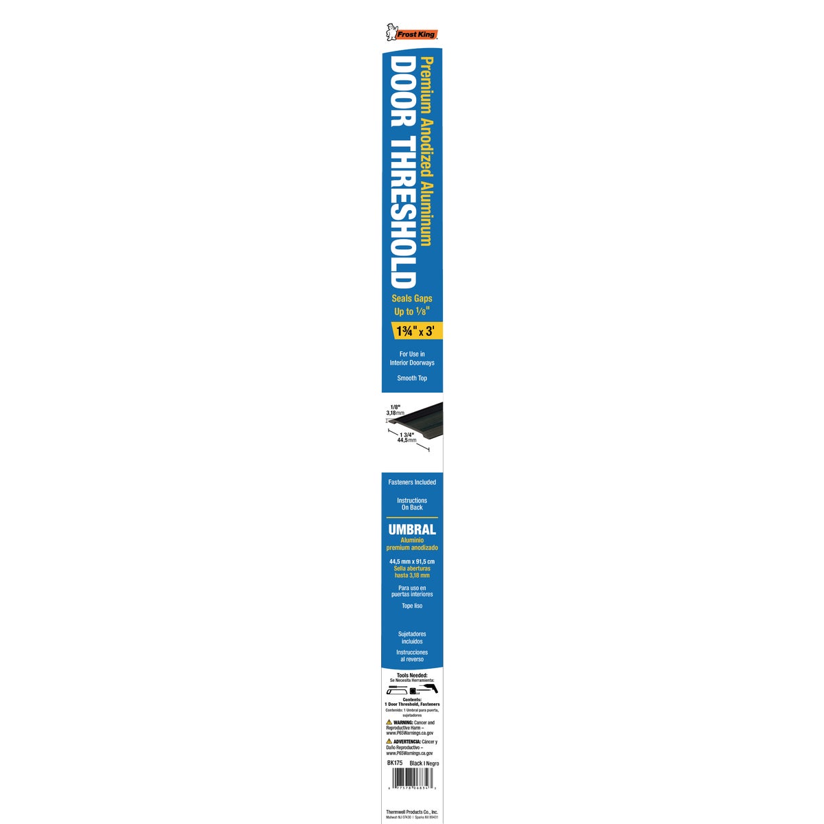 Frost King 36 In. x 1-3/4 In. x 1/8 In. Black Aluminum Threshold