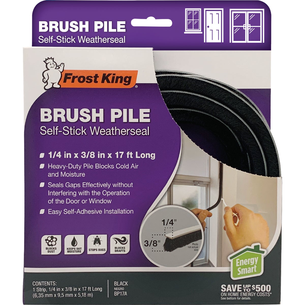 Frost King 1/4 In. x 3/8 In. x 17 Ft. Brush Pile Self-Stick Weatherseal