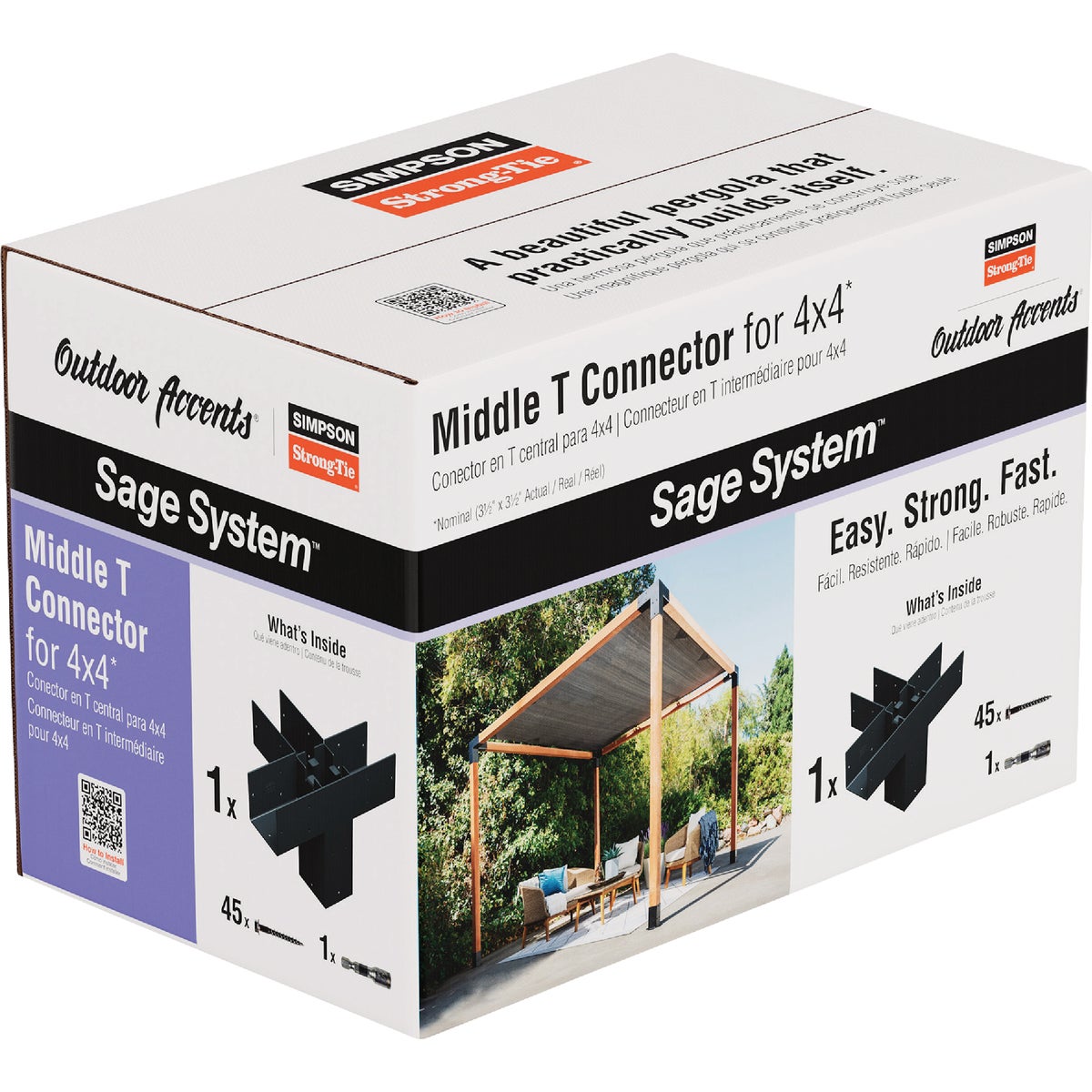 Simpson Strong-Tie Outdoor Accents Sage System Black Powder-Coated Middle-T Connector for 4x4 with Screws