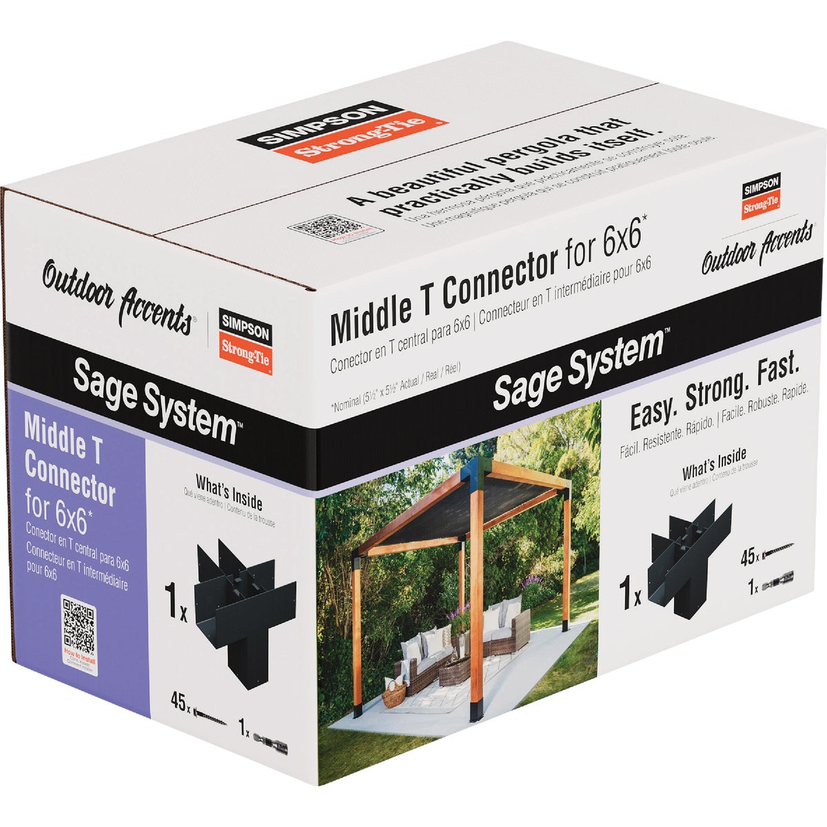 Simpson Strong-Tie Outdoor Accents Sage System Black Powder-Coated Middle-T Connector for 6x6 with Screws