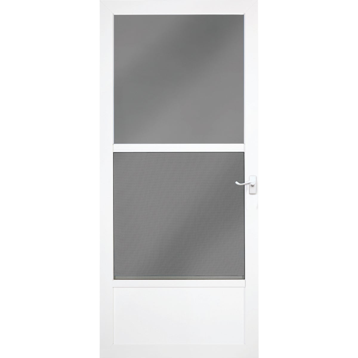 Larson Classic 32 In. W x 81 In. H x 1-1/4 In. Thick White Self-Storing Aluminum Storm Door with Matching Lever Handle