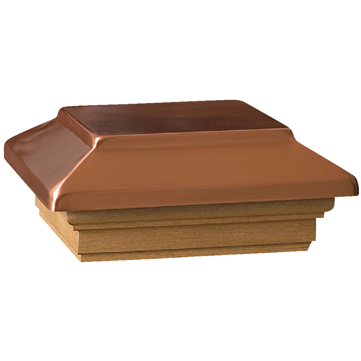 Deckorators 4 In. x 4 In. Plastic Top, Cedar Base Press-On Post Cap