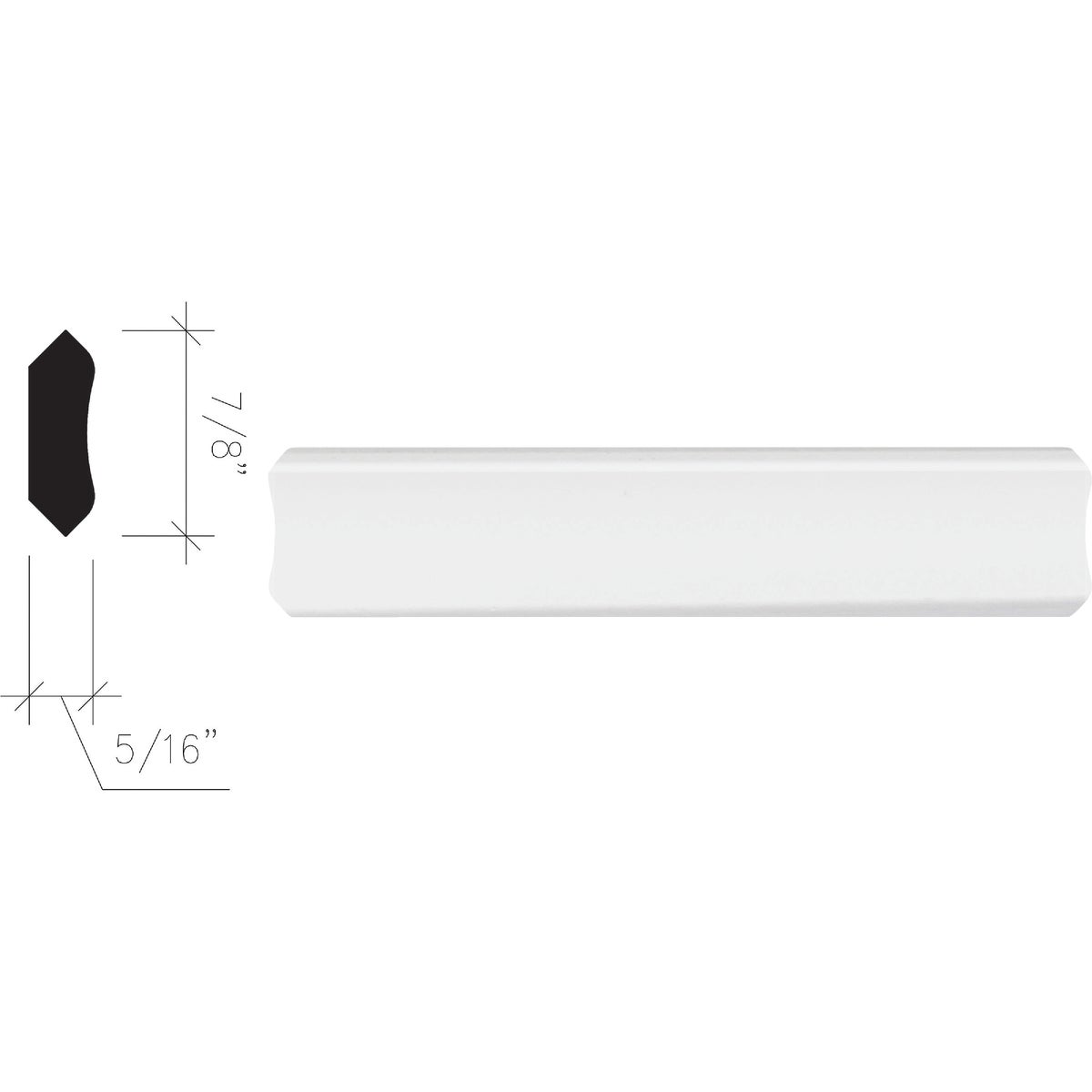 Inteplast Building Products 5/16 In. x 7/8 In. x 8 Ft. Crystal White Polystyrene Inside Corner Molding