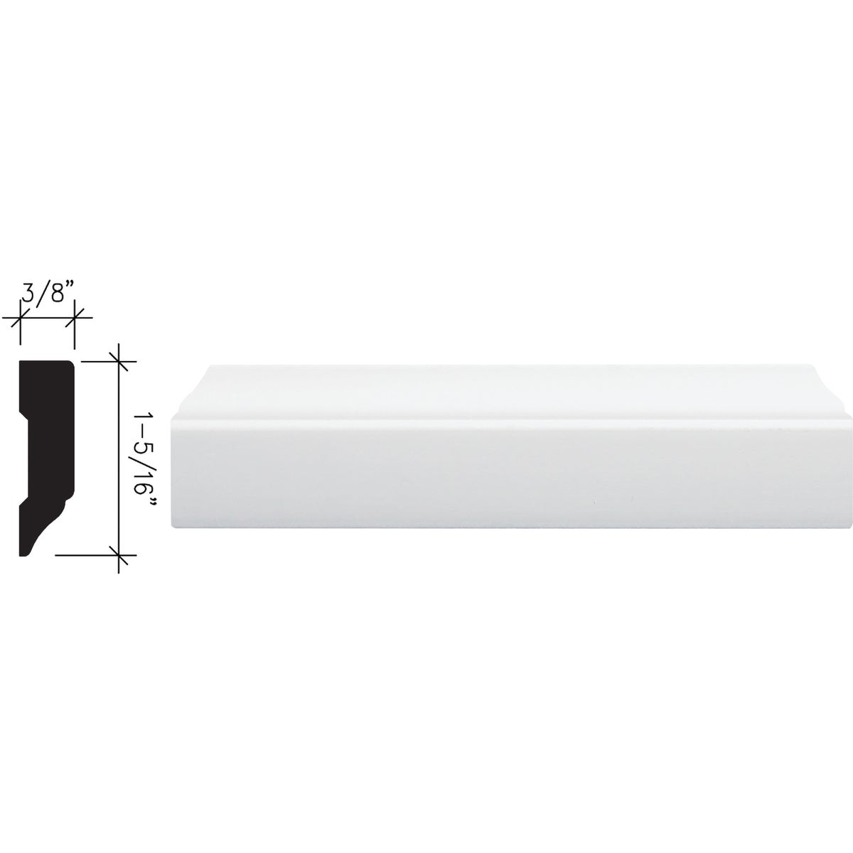 Inteplast Building Products 3/8 In. W. x 1-5/16 In. H. x 7 Ft. L. Crystal White Polystyrene Stop Molding