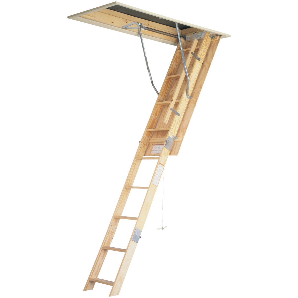 Werner W Series 7 Ft. to 8 Ft. 9 In. 25 In. x 54 In. Wood Attic Ladder, 250 Lb. Load