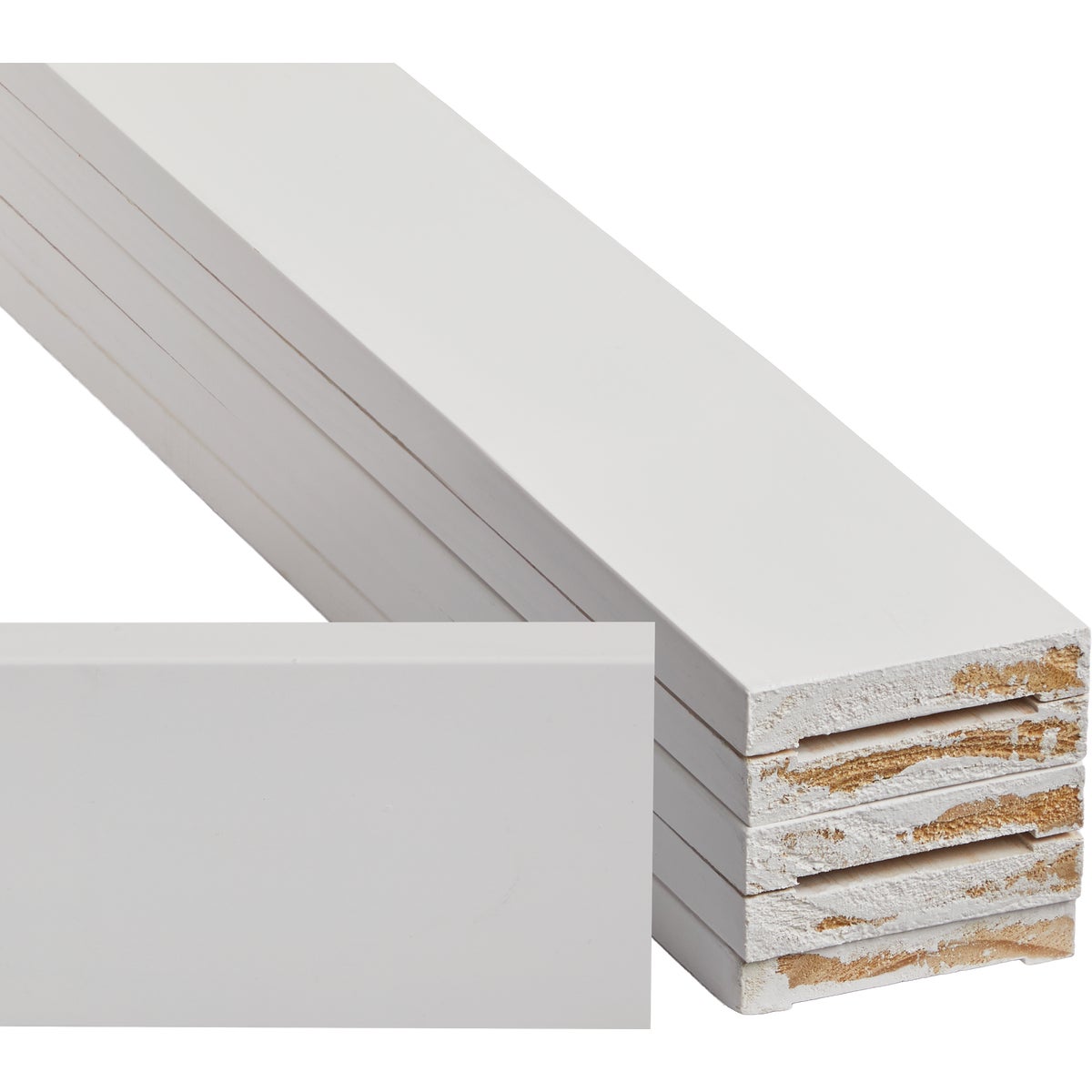 Alexandria Moulding AlexPAK 1 In. W. x 4 In. H. x 8 Ft. L. Primed Finger Joint Pine Modern Trim Board (6-Pack)