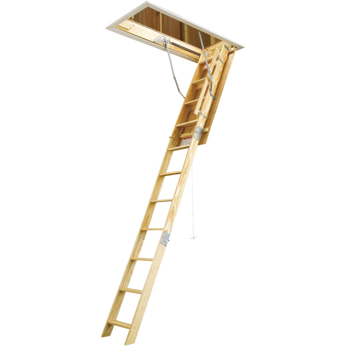 Werner W Series 8 Ft. 9 in. to 10 Ft. 4 In. 25 In. x 54 In. Wood Attic Ladder, 250 Lb. Load