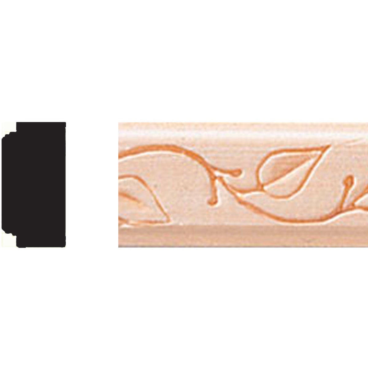 House of Fara 11/16 In. W. x 3/4 In. H. x 8 Ft. L. Natural MDF Decorative Vine Detail Casing Molding