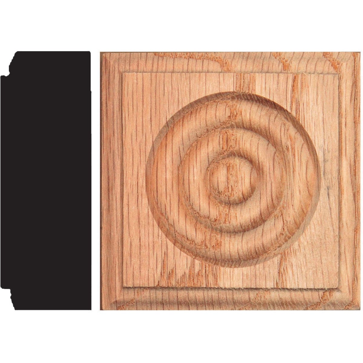 House of Fara 7/8 In. x 2-1/2 In. Unfinished Oak Rosette Block