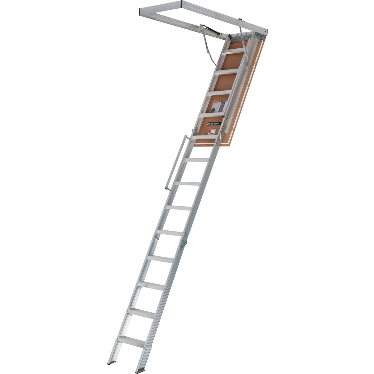 Louisville Everest 10 Ft. to 12 Ft. 22-1/2 In. x 63 In. Aluminum Attic Stairs, 375 Lb. Load