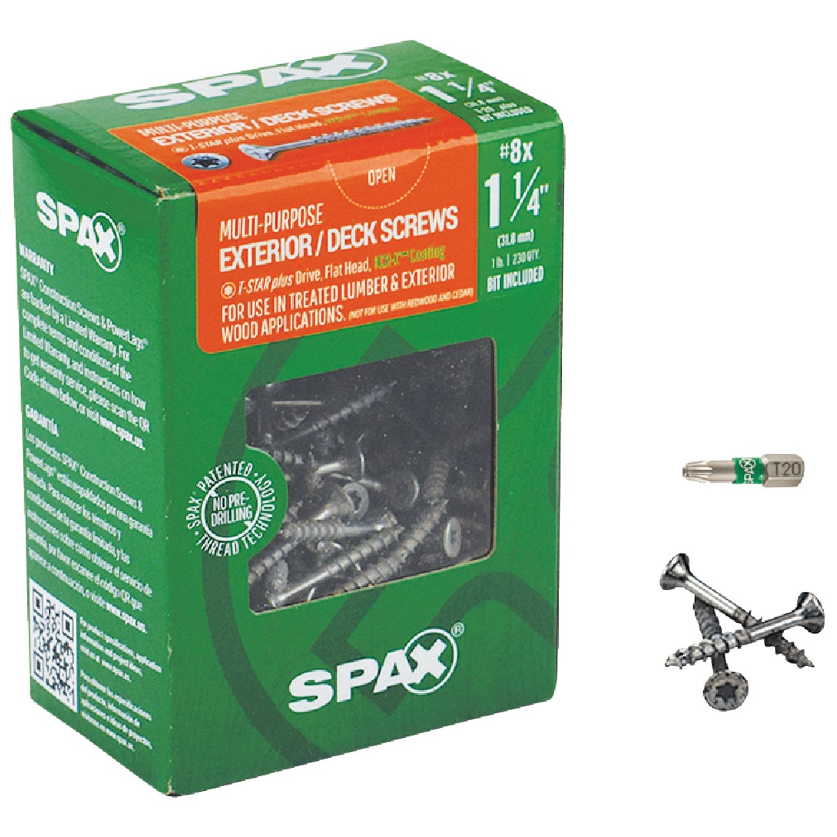Spax #8 x 1-1/4 In. Flat Head Exterior Multi-Material Construction Screw (1 Lb. Box)