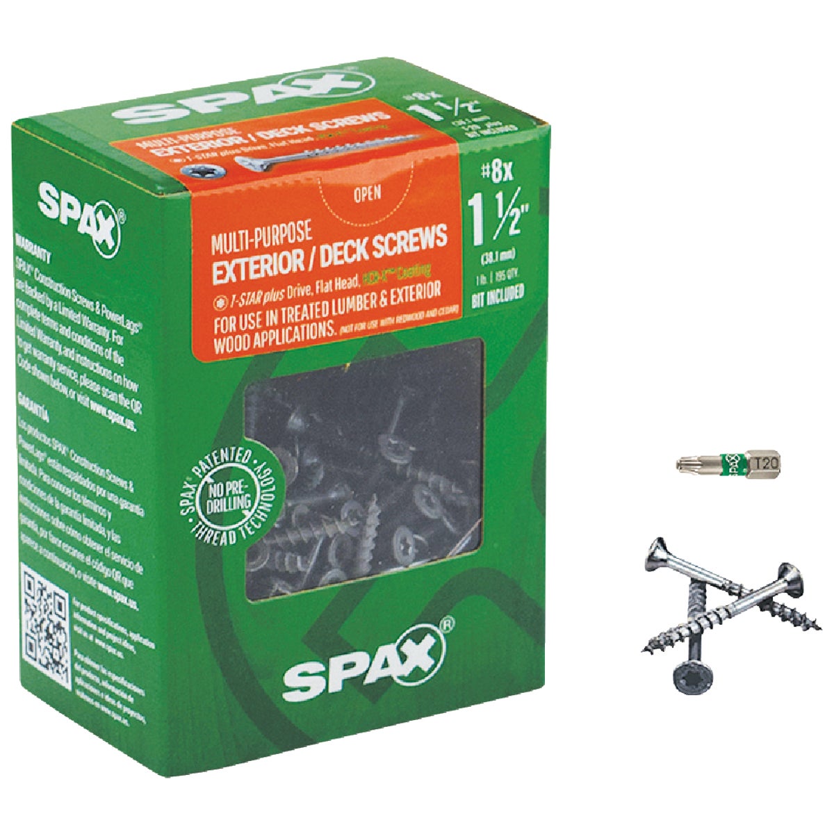 Spax #8 x 1-1/2 In. Flat Head Exterior Multi-Material Construction Screw (1 Lb. Box)