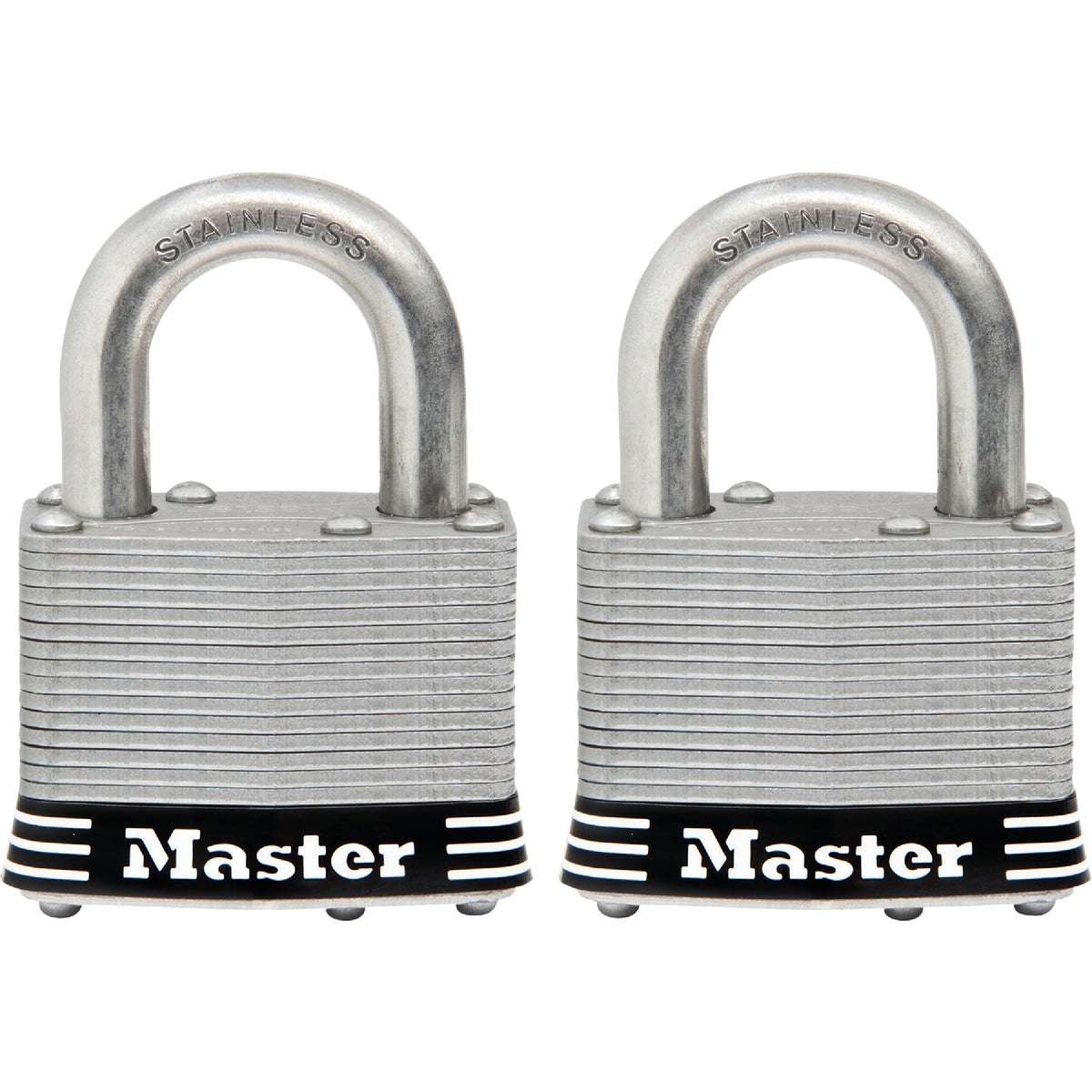 Master Lock 2 In. Laminated Stainless Steel Keyed Padlock with 1 In. Shackle (2-Pack)