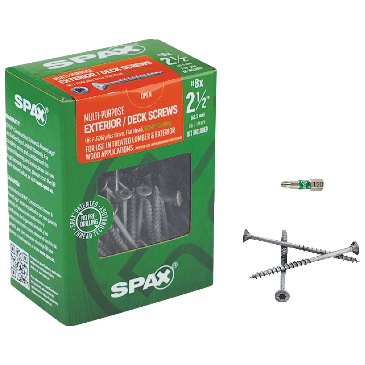 Spax #8 x 2-1/2 In. Flat Head Exterior Multi-Material Construction Screw (1 Lb. Box)