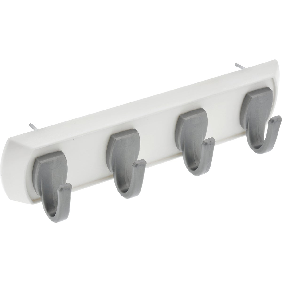 Hillman High and Mighty 5 Lb. Capacity White Key Rail with Silver Hooks