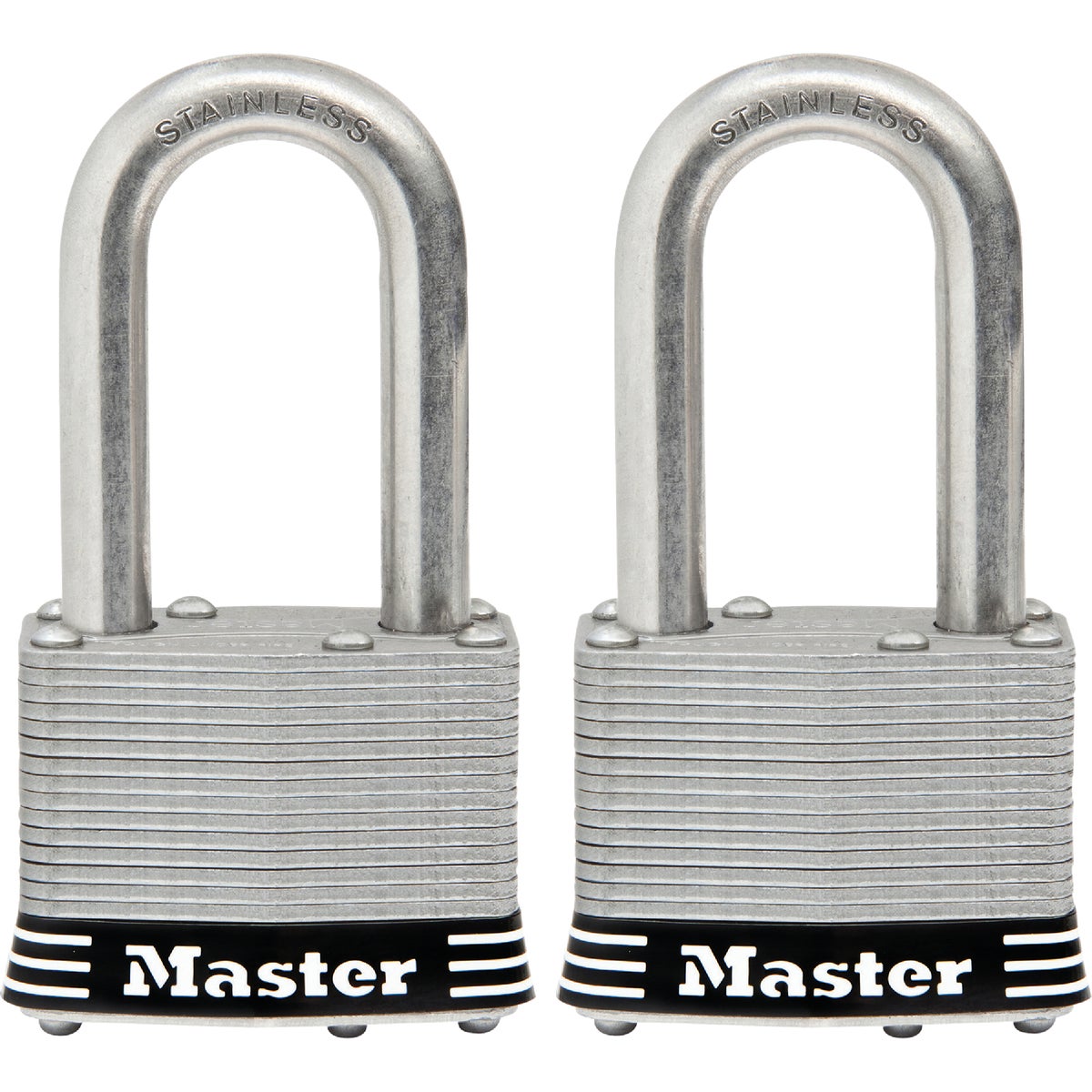 Master Lock 1-3/4 In. Laminated Stainless Steel Keyed Padlock with 1-1/2 In. Shackle (2-Pack)