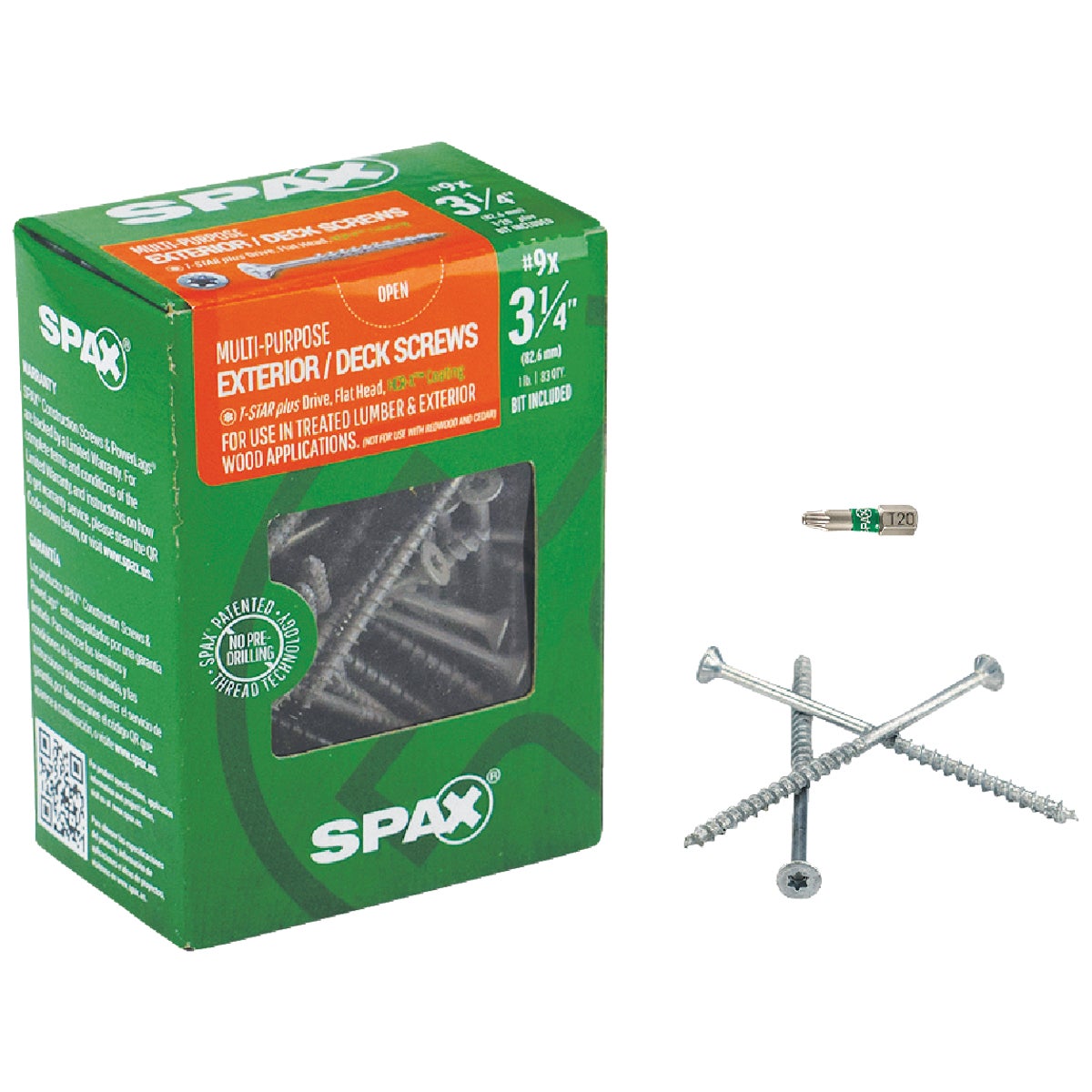 Spax #9 x 3-1/4 In. Flat Head Exterior Multi-Material Construction Screw (1 Lb. Box)