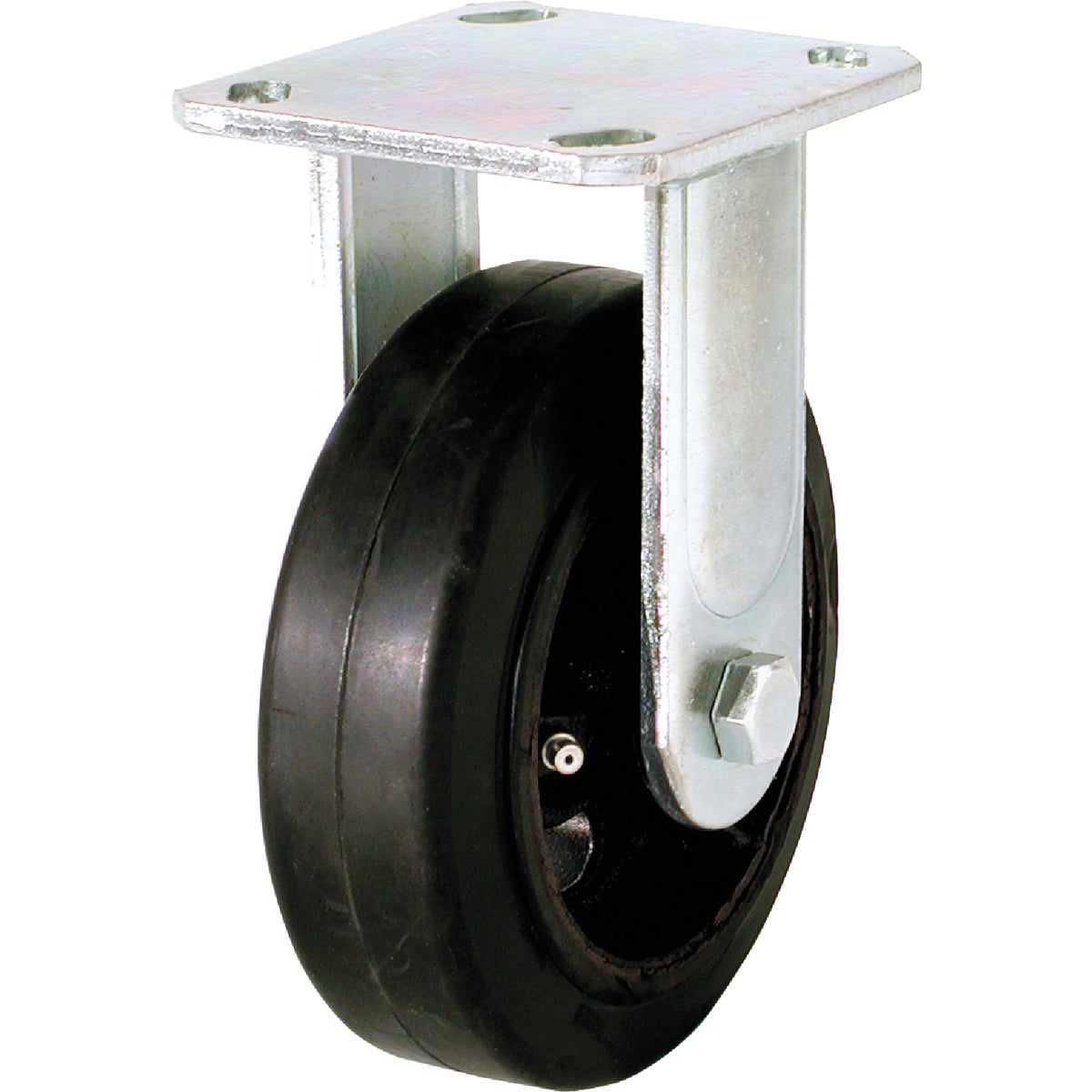 Shepherd 6 In. Mold-On Rubber Medium-Heavy Duty Rigid Plate Caster