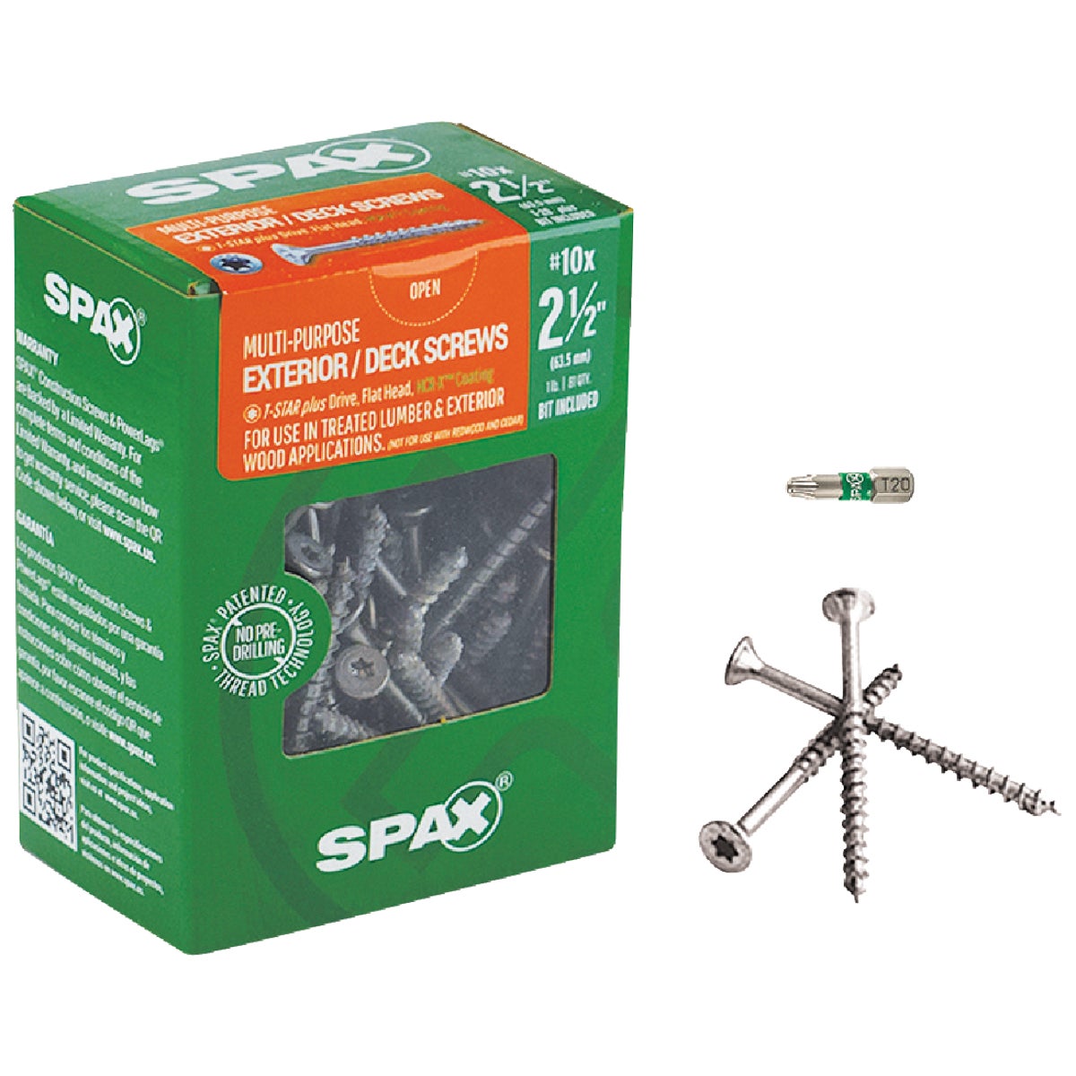 Spax #10 x 2-1/2 In. Flat Head Exterior Multi-Material Construction Screw (1 Lb. Box)