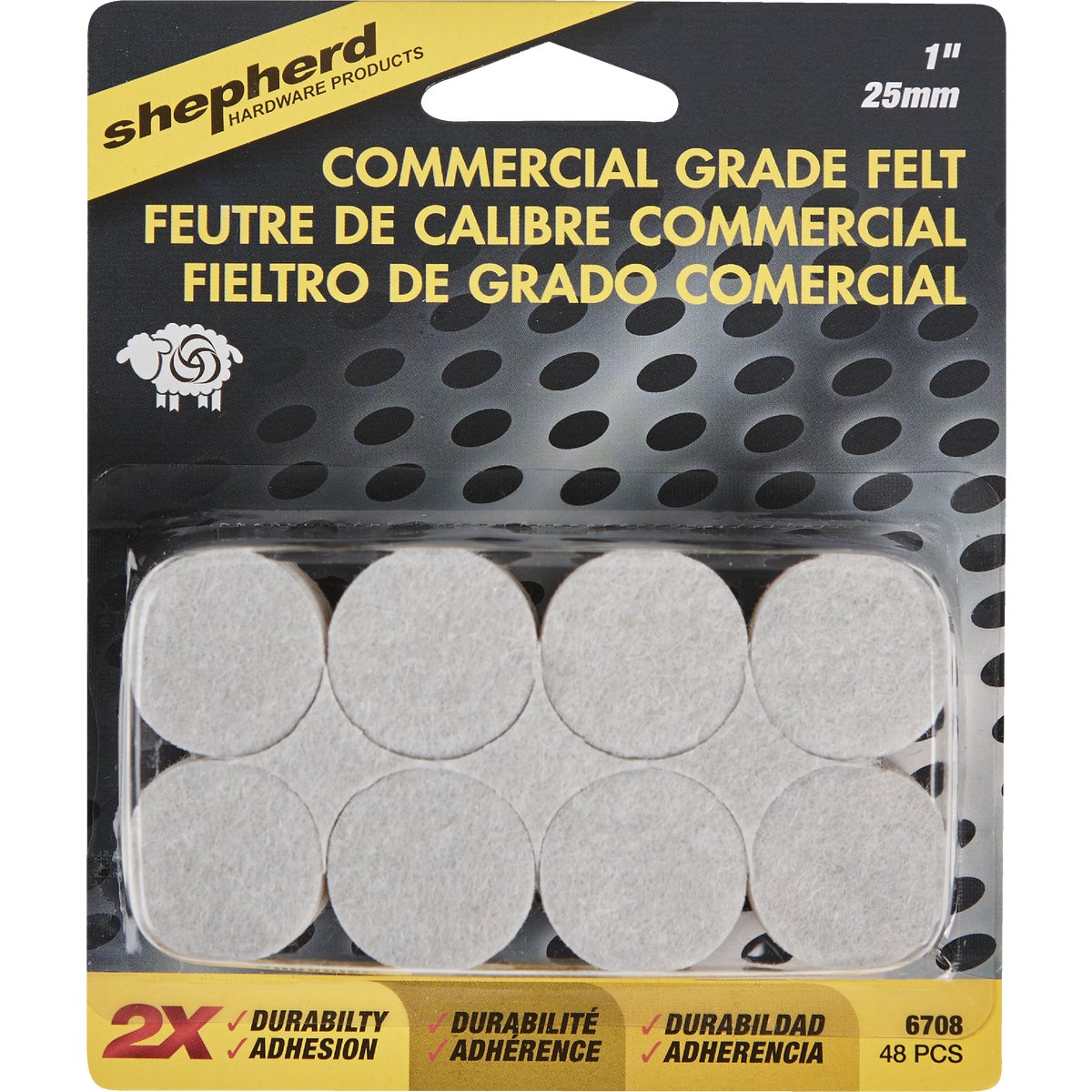 Shepherd 1 In. Beige Self-Adhesive Commercial Grade Felt Pads (48-Count)