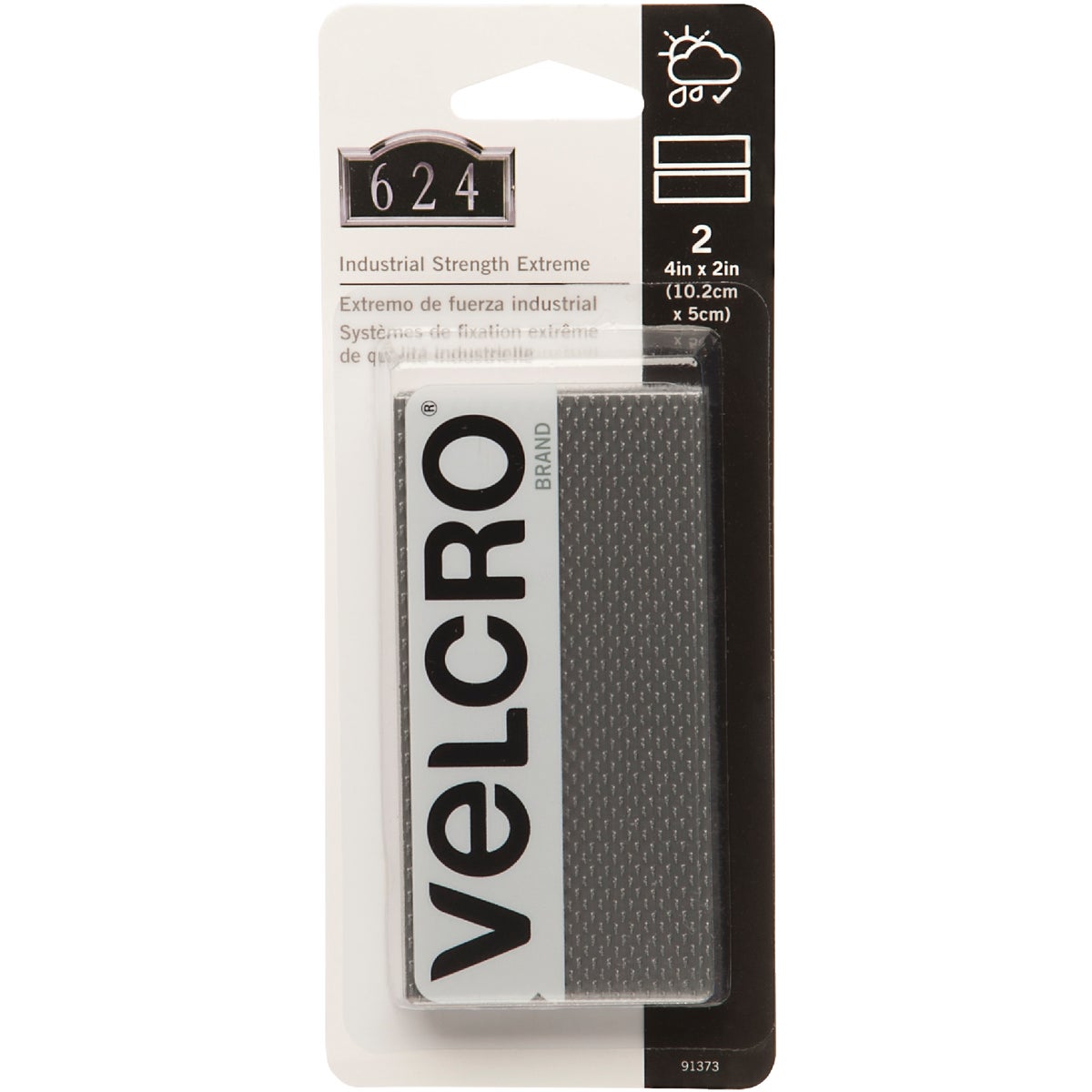 VELCRO Brand Industrial Strength Extreme Black 2 In. x 4 In. Adhesive Hook & Loop Strip (2 Ct.)