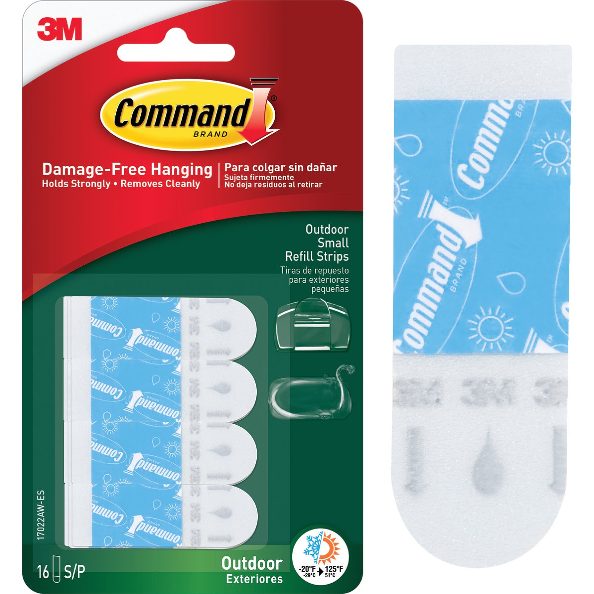 Command Outdoor Light Clips Small Foam Strips Refill (16-Count)