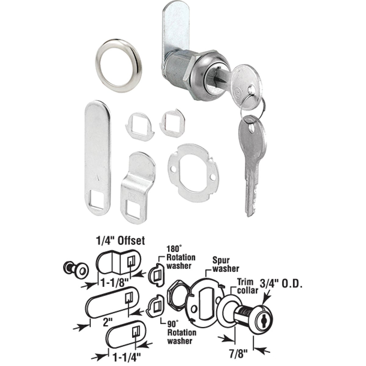 Defender Security 3/4" Stainless Steel Drawer & Cabinet Lock - Keyed Different