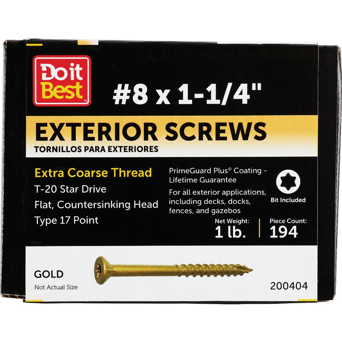 Do it #8 x 1-1/4 In. Gold Star Bugle-Head Wood Exterior Screw (1 Lb. Box)