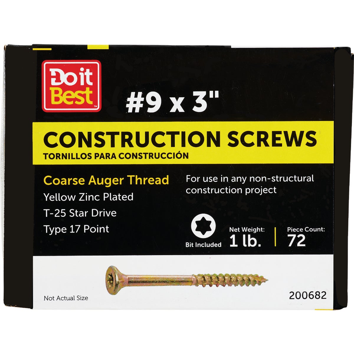 Grip-Rite #9 x 3 In. Flat Head Star Gold Construction Wood Screw (79 Ct., 1 Lb.)