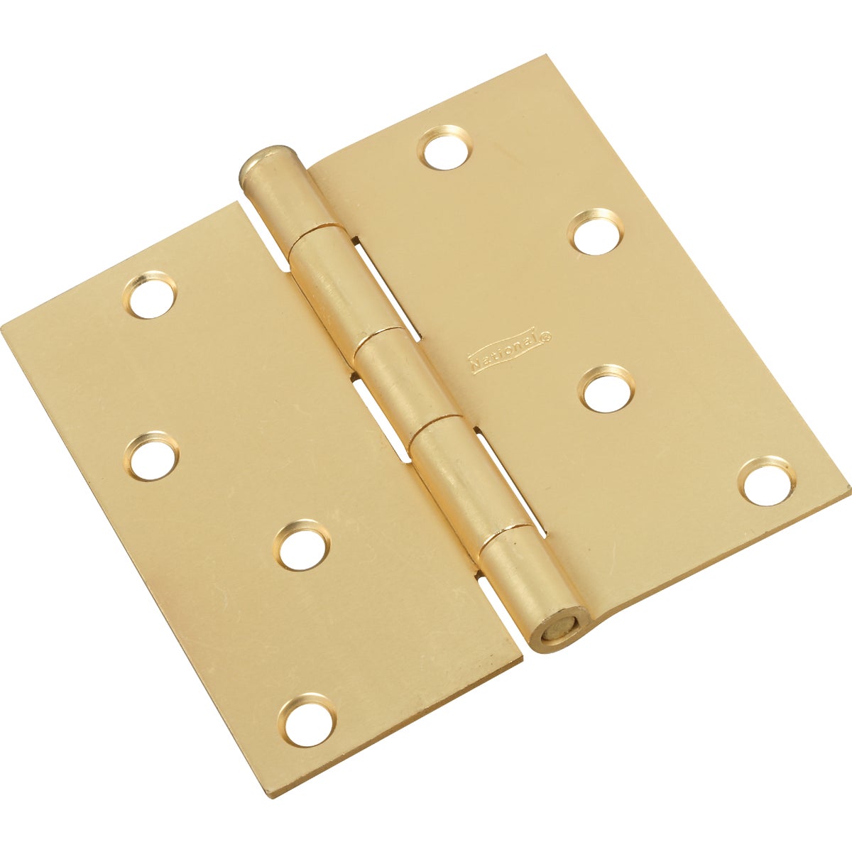 National 4 In. Square Satin Brass Door Hinge