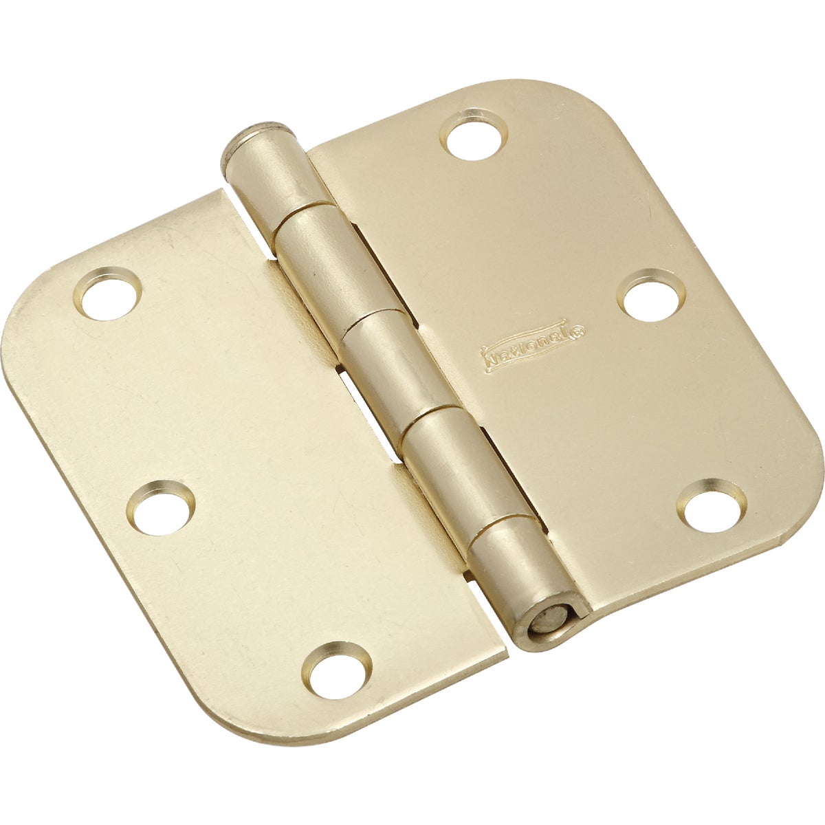 National 3-1/2 In. x 5/8 In. Radius Satin Brass Door Hinge