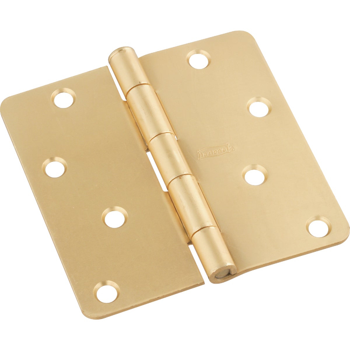 National 4 In. x 1/4 In. Radius Satin Brass Door Hinge