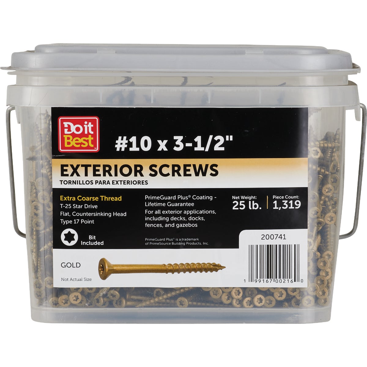 Grip-Rite PrimeGuard Plus #10 x 3-1/2 In. Gold Star Wood Deck Screw (25 Lb. Pail)