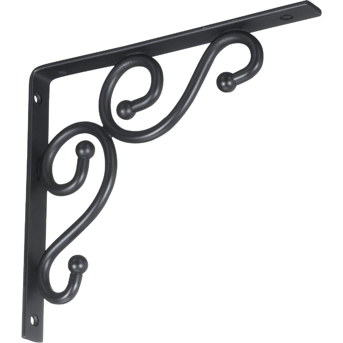 National Hardware 7 In. D. x 8 In. H. Black Steel Decorative Shelf Bracket