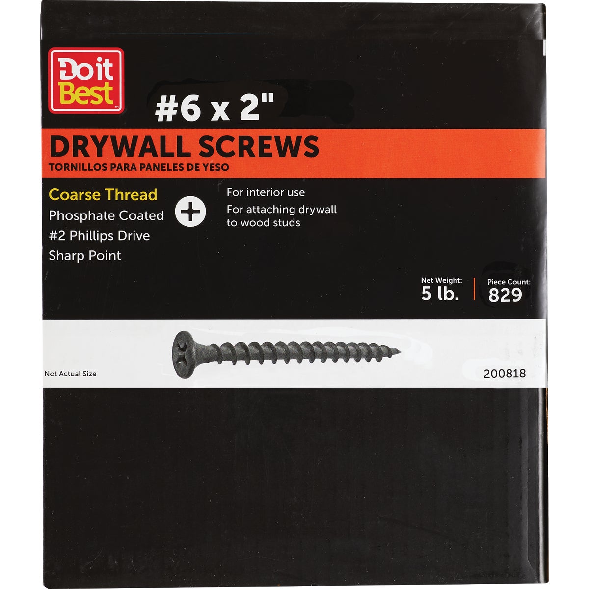 Do it #6 x 2 In. Coarse Thread Black Phosphate Drywall Screw (5 Lb.-Box)