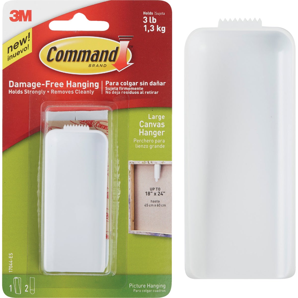 3M Command Large Canvas Hanger, White, 1 Canvas Hanger, 2 Strips