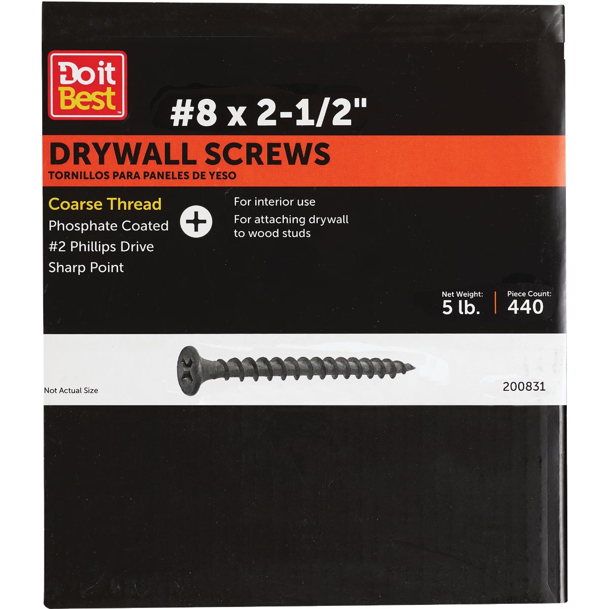 Do it #8 x 2-1/2 In. Coarse Thread Gray Phosphate Drywall Screw (5 Lb.-Box)