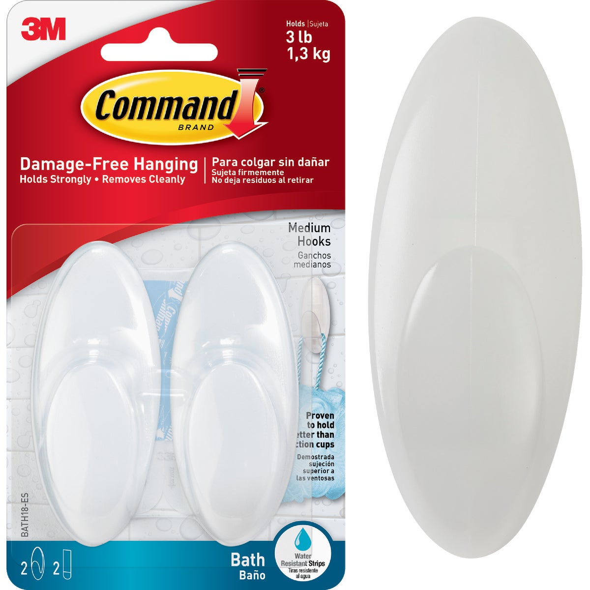 Command Medium Bath Hook (2-Pack)