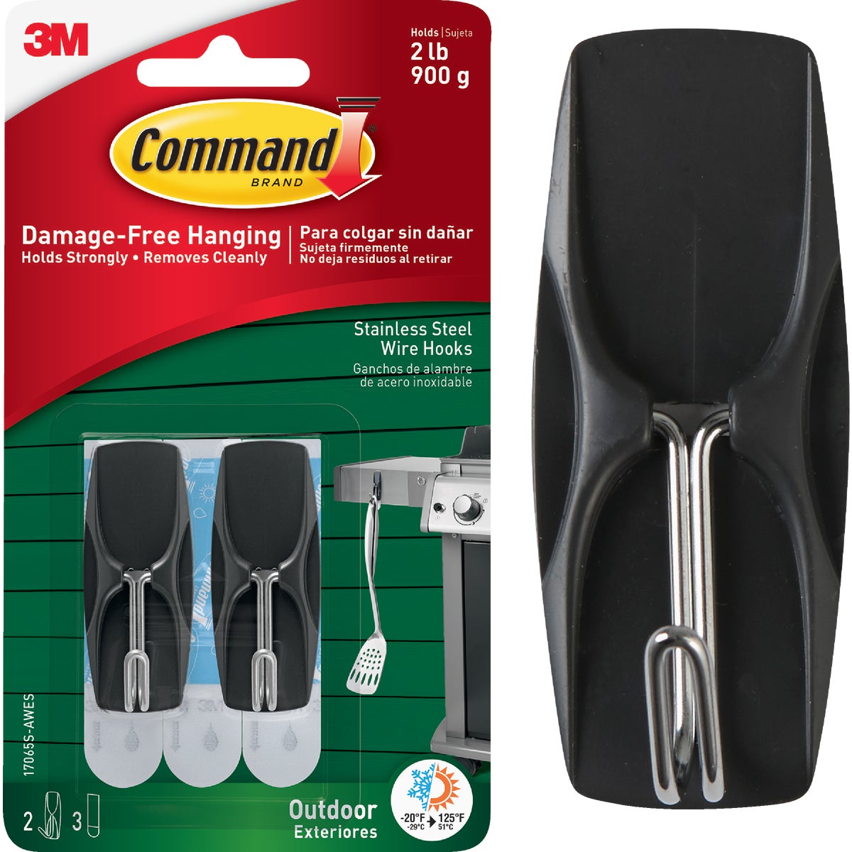 3M Command Stainless Steel Outdoor Wire Hook (2-Pack)