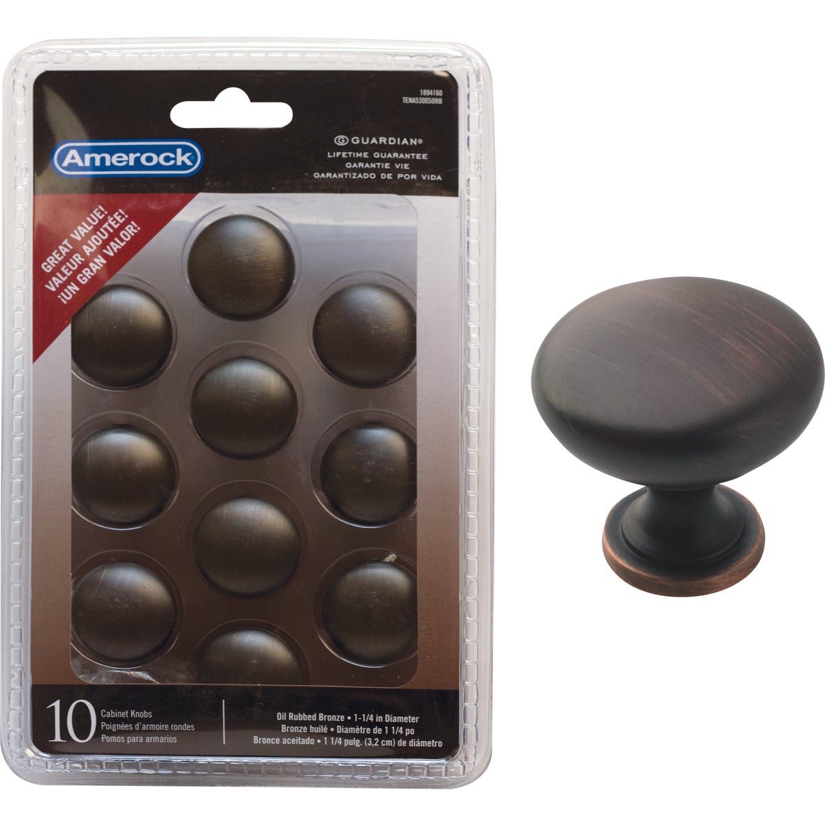 Amerock Allison Edona Oil Rubbed Bronze 1-1/4 In. Cabinet Knob, (10-Pack)