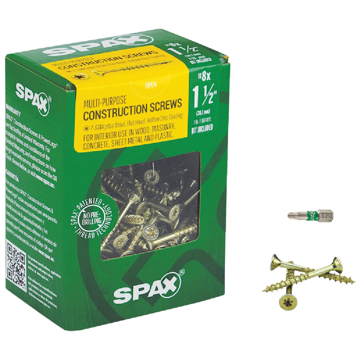 Spax #8 x 1-1/2 In. Flat Head Interior Multi-Material Construction Screw (1 Lb. Box)