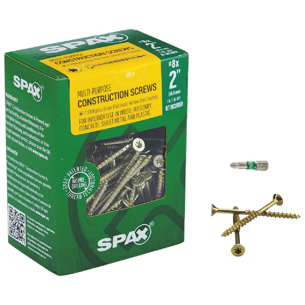 Spax #8 x 2 In. Flat Head Interior Multi-Material Construction Screw (1 Lb. Box)