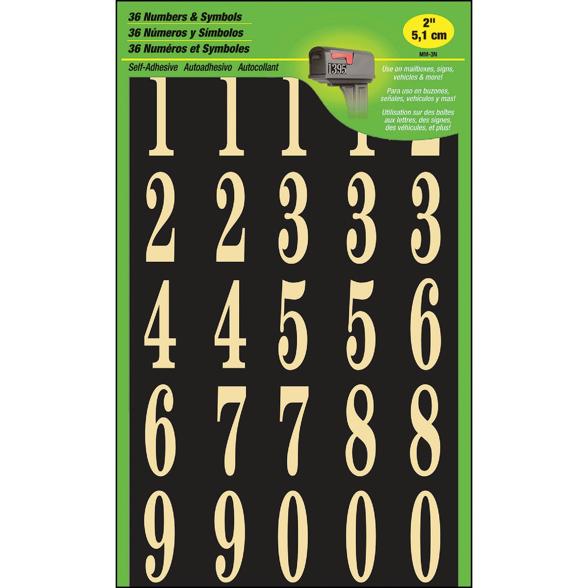 Hy-Ko 2 In. Polyester Adhesive Number Set, 36 Numbers