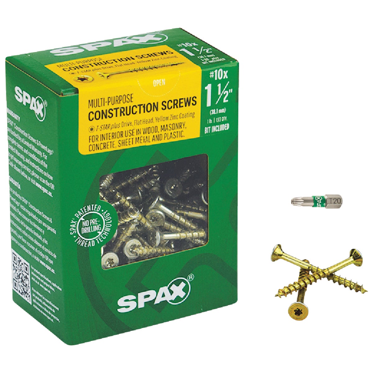 Spax #10 x 1-1/2 In. Flat Head Interior Multi-Material Construction Screw (1 Lb. Box)