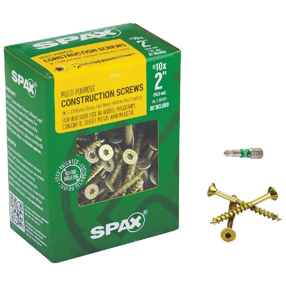 Spax #10 x 2 In. Flat Head Interior Multi-Material Construction Screw (1 Lb. Box)