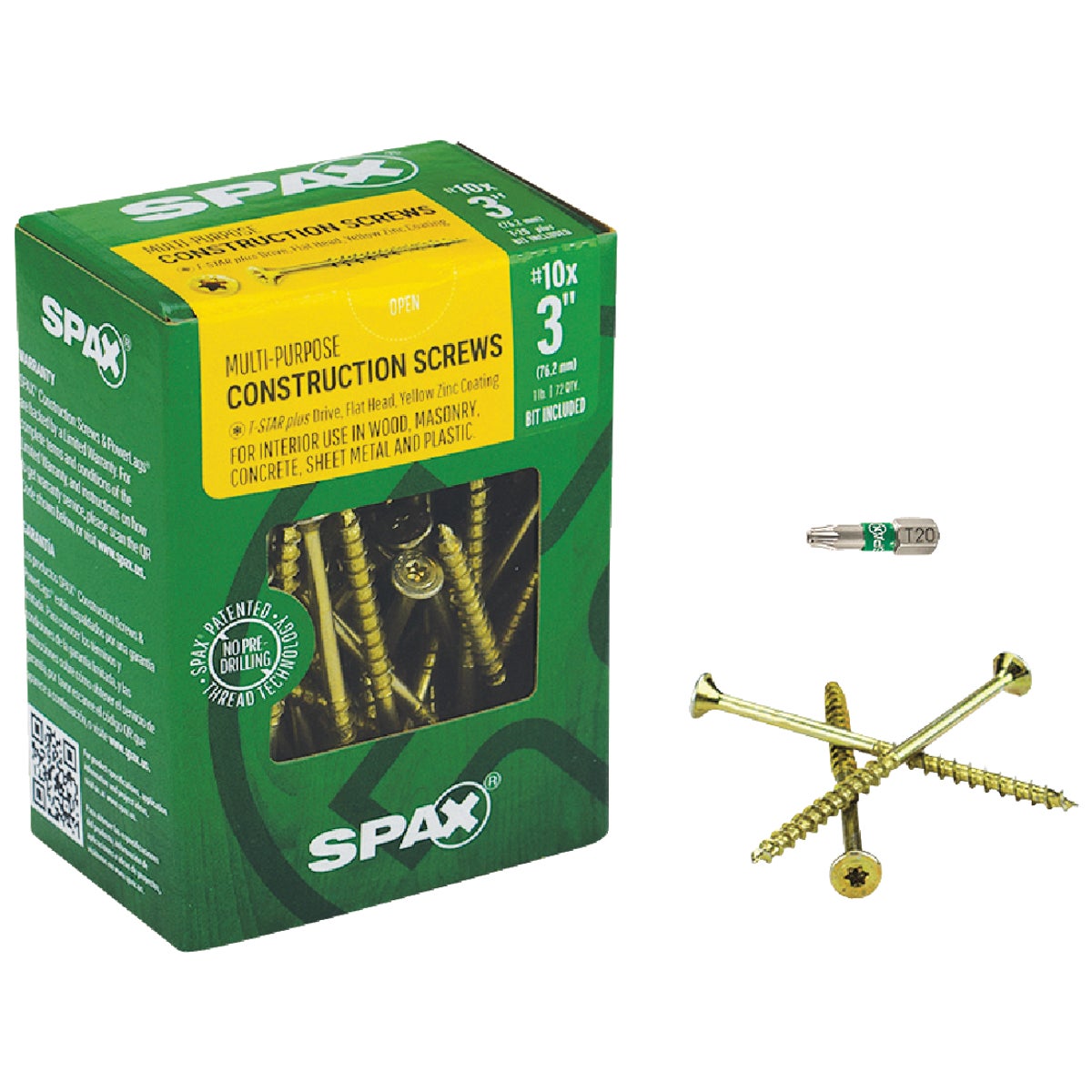 Spax #10 x 3 In. Flat Head Interior Multi-Material Construction Screw (1 Lb. Box)