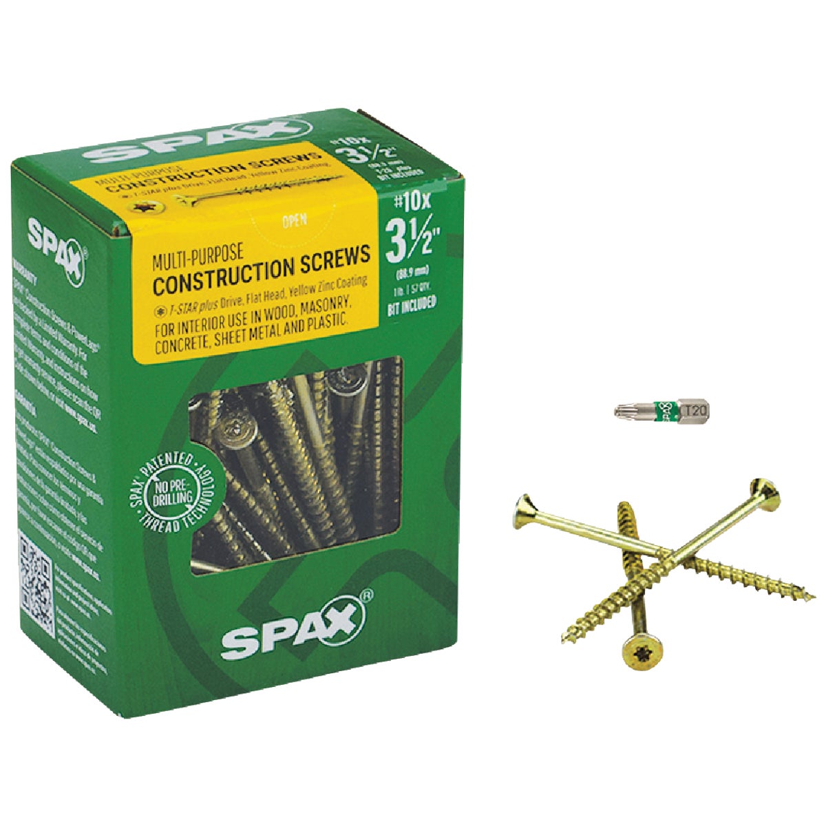 Spax #10 x 3-1/2 In. Flat Head Interior Multi-Material Construction Screw (1 Lb. Box)
