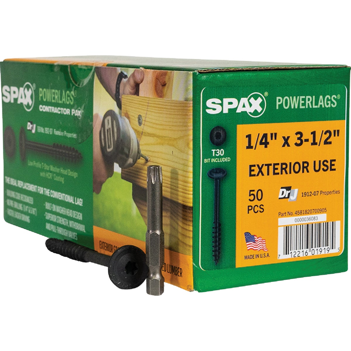 Spax PowerLags 1/4 In. x 3-1/2 In. Washer Head Exterior Structure Screw (50 Ct.)