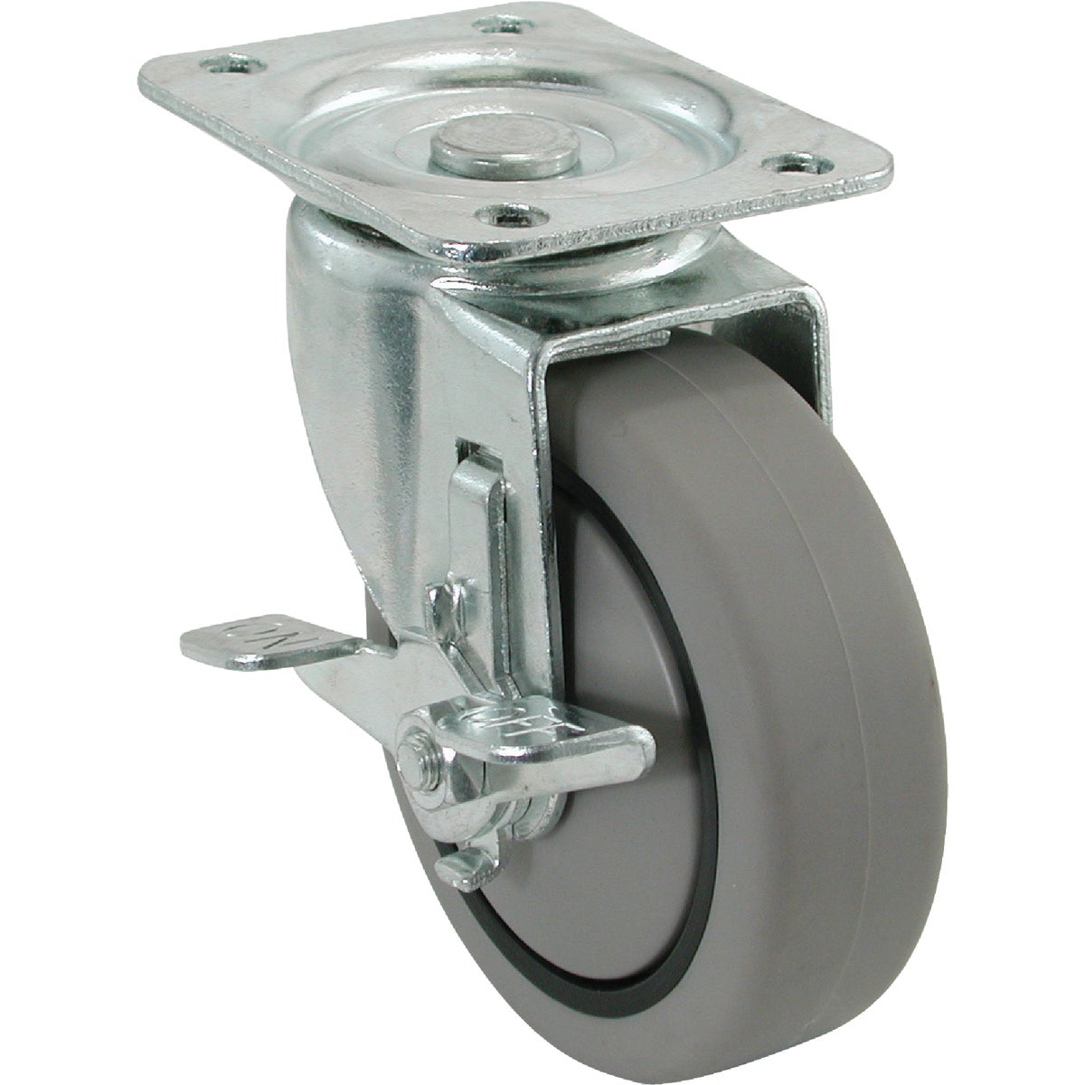 Shepherd 4 In. Thermoplastic Swivel Plate Caster with Brake