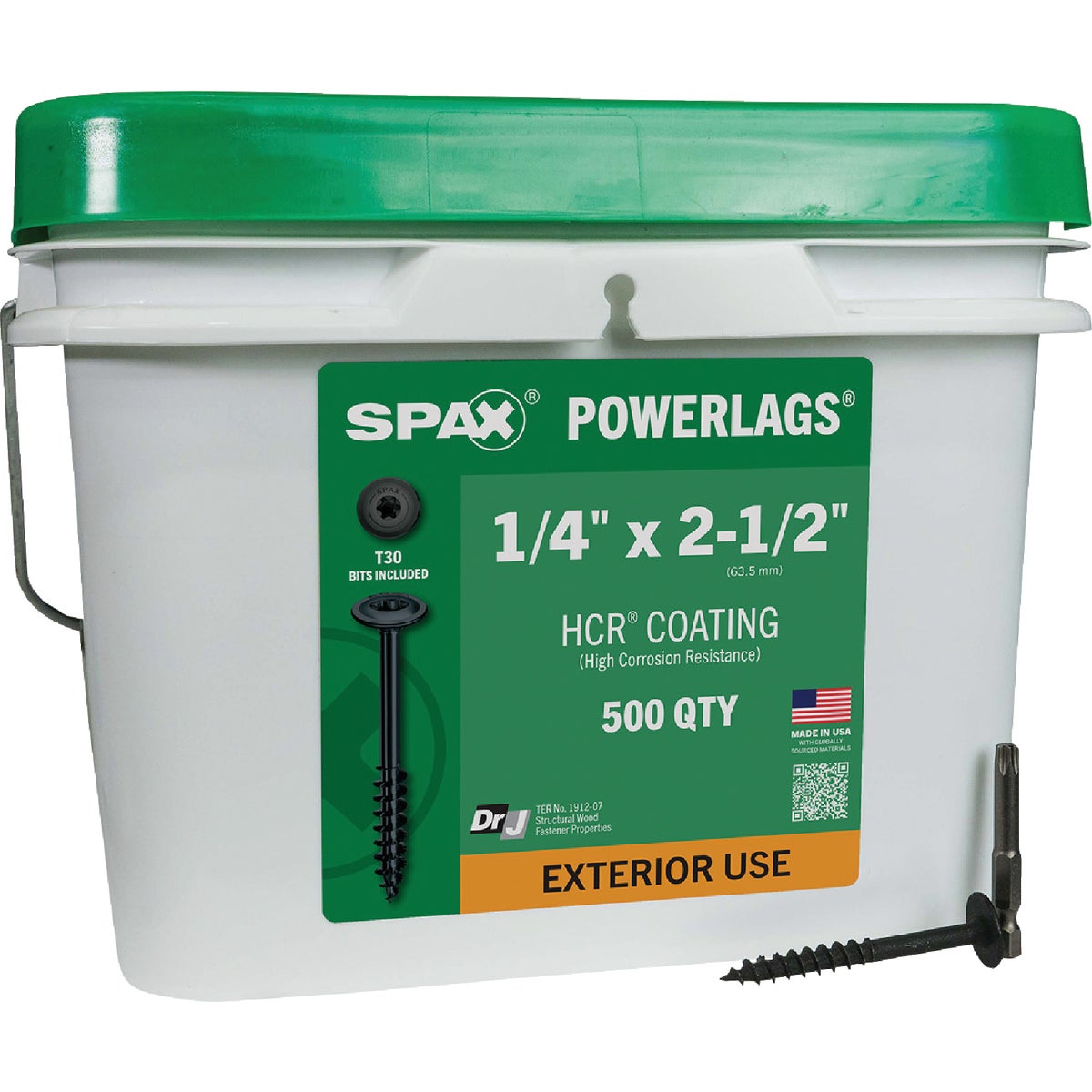 Spax PowerLags 1/4 In. x 2-1/2 In. Washer Head Exterior Structure Screw (500 Ct.)